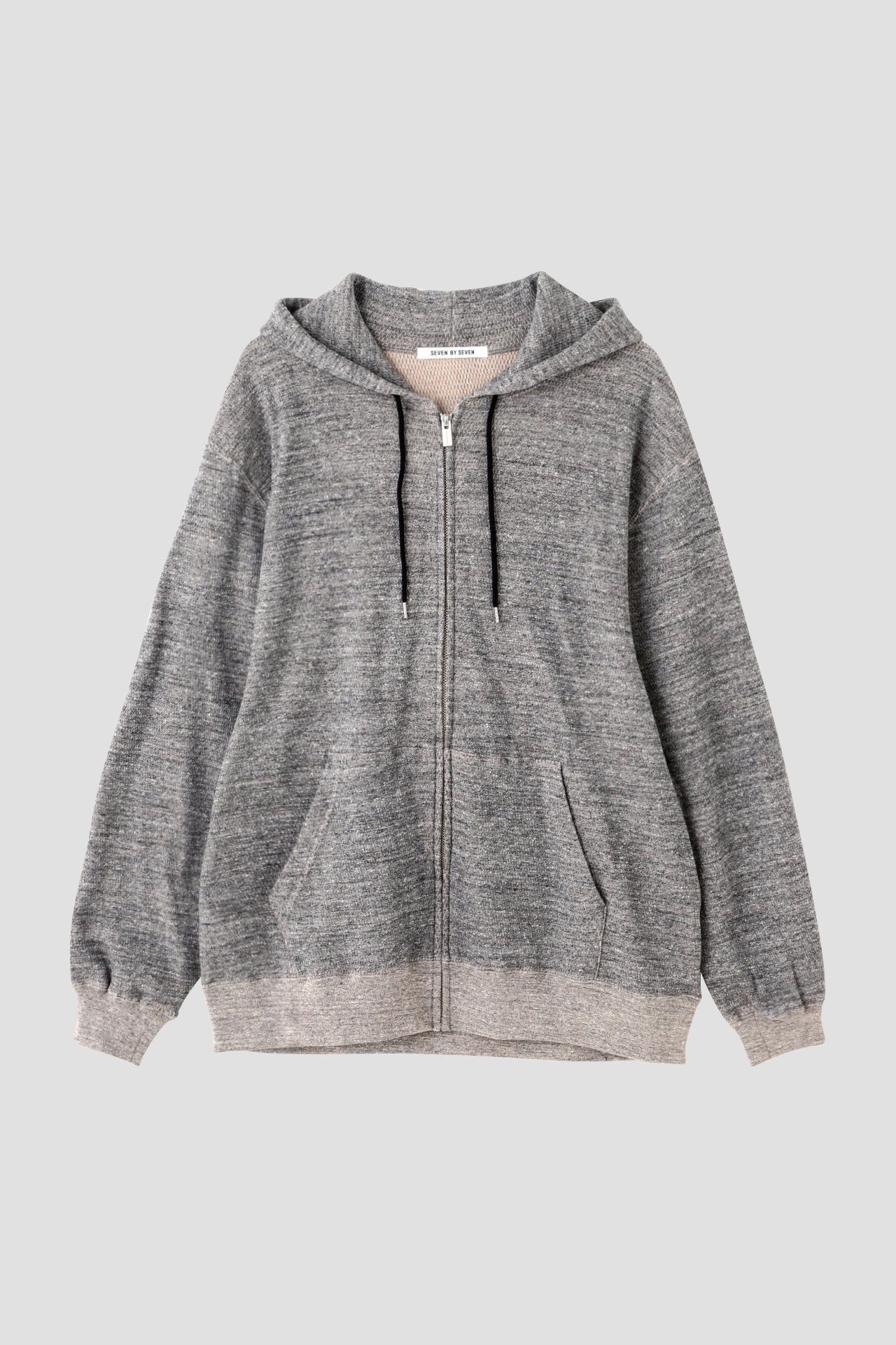 FULL ZIP THERMAL HOODIE - Mixed “UNSTAINED” yarn -