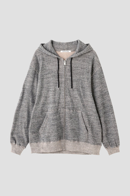 FULL ZIP THERMAL HOODIE - Mixed “UNSTAINED” yarn -