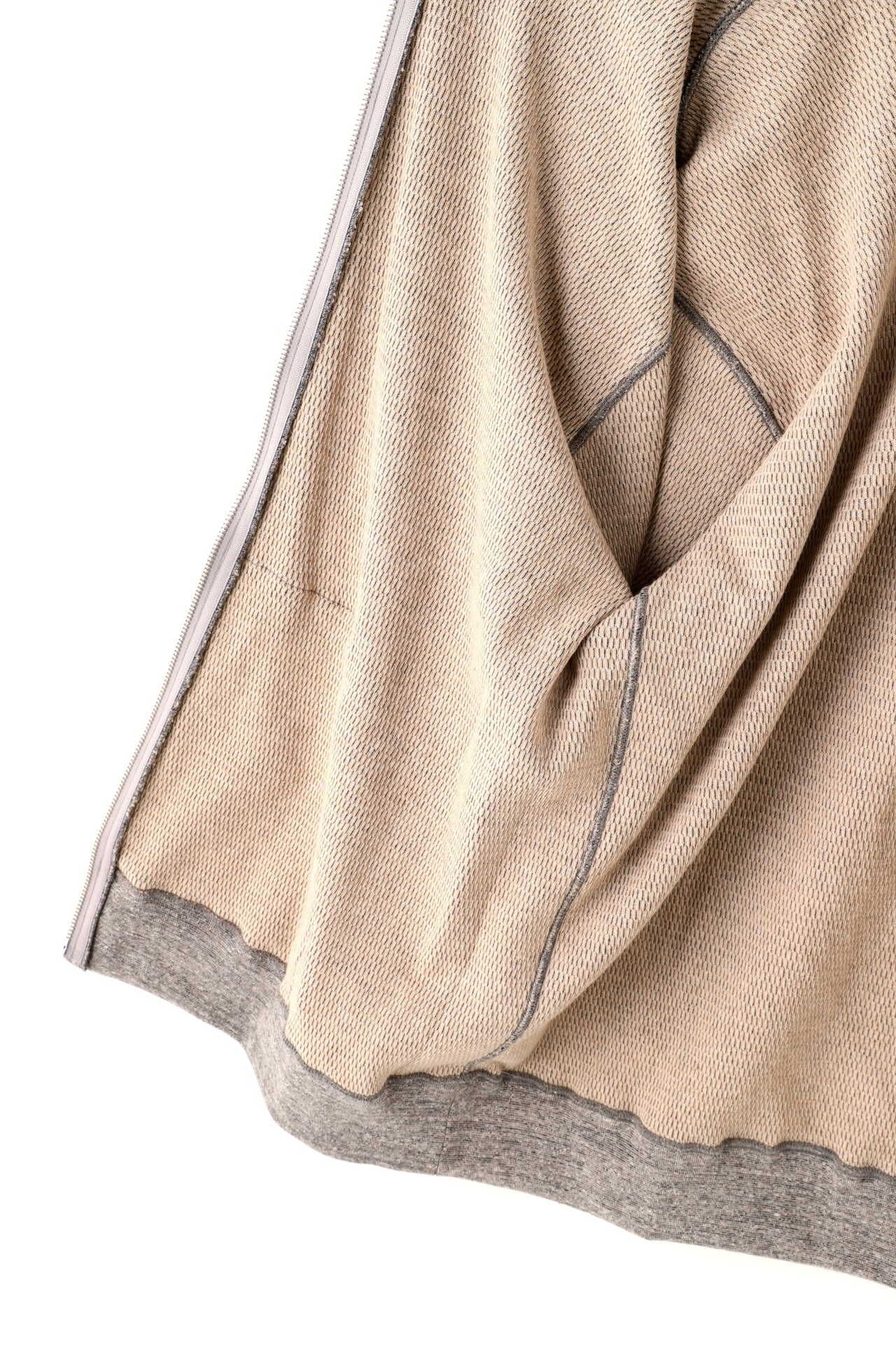 FULL ZIP THERMAL HOODIE - Mixed “UNSTAINED” yarn -