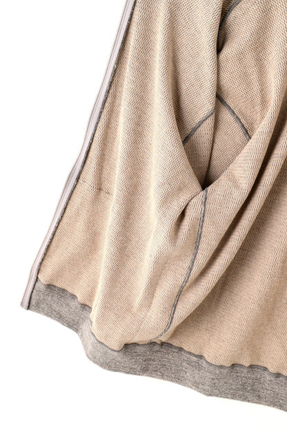 FULL ZIP THERMAL HOODIE - Mixed “UNSTAINED” yarn -