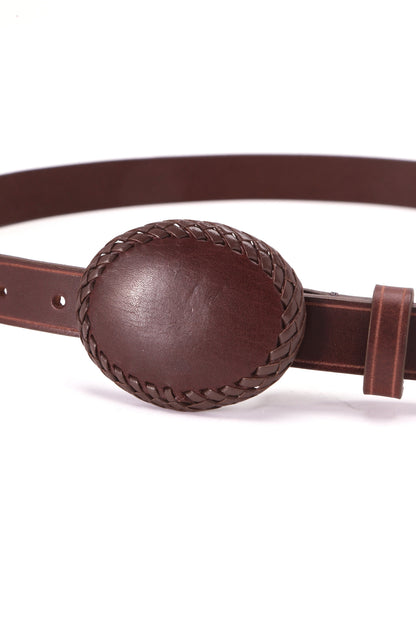 【SEVEN BY SEVEN / Rooster King & Co.,】 LEATHER BRAIDED OBAL BUCKLE BELT