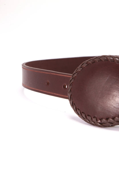 【SEVEN BY SEVEN / Rooster King & Co.,】 LEATHER BRAIDED OBAL BUCKLE BELT