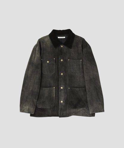 LEATHER MICHIGAN CHORE COAT ‐Goat suede Antique finish‐