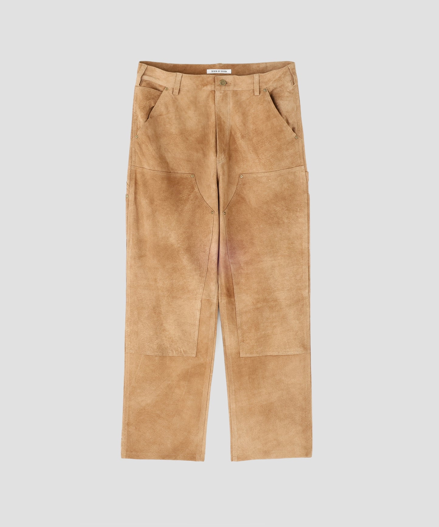 LEATHER DOUBLE KNEE PANTS ‐Goat suede Antique finish‐