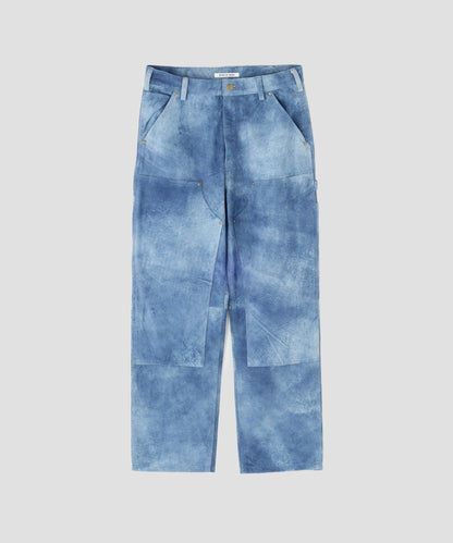 LEATHER DOUBLE KNEE PANTS ‐Goat suede Antique finish‐