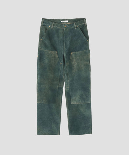 LEATHER DOUBLE KNEE PANTS ‐Goat suede Antique finish‐