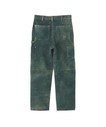LEATHER DOUBLE KNEE PANTS ‐Goat suede Antique finish‐