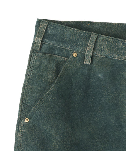 LEATHER DOUBLE KNEE PANTS ‐Goat suede Antique finish‐