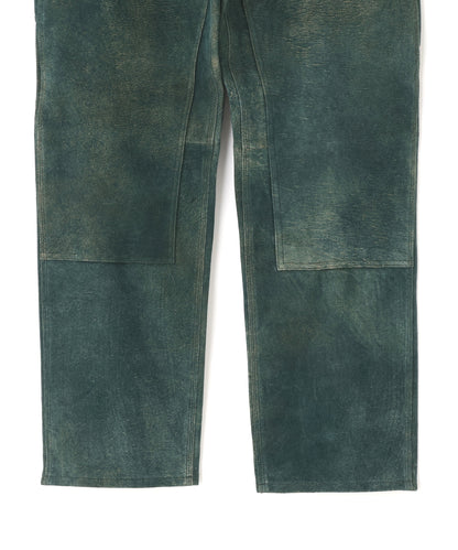 LEATHER DOUBLE KNEE PANTS ‐Goat suede Antique finish‐