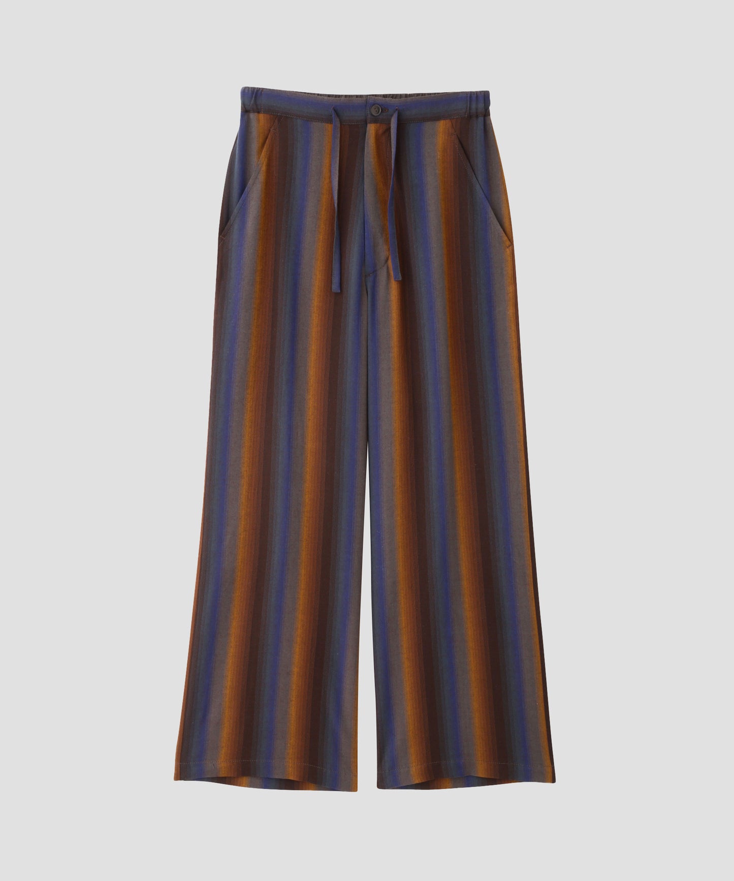 WIDE EASY TROUSERS ‐Wool Rayon Gradetion stripe‐
