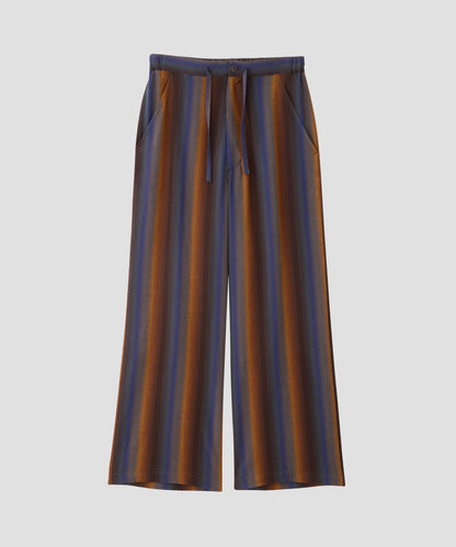 WIDE EASY TROUSERS ‐Wool Rayon Gradetion stripe‐