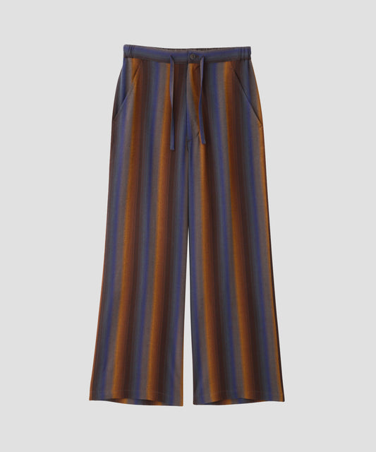 WIDE EASY TROUSERS ‐Wool Rayon Gradetion stripe‐
