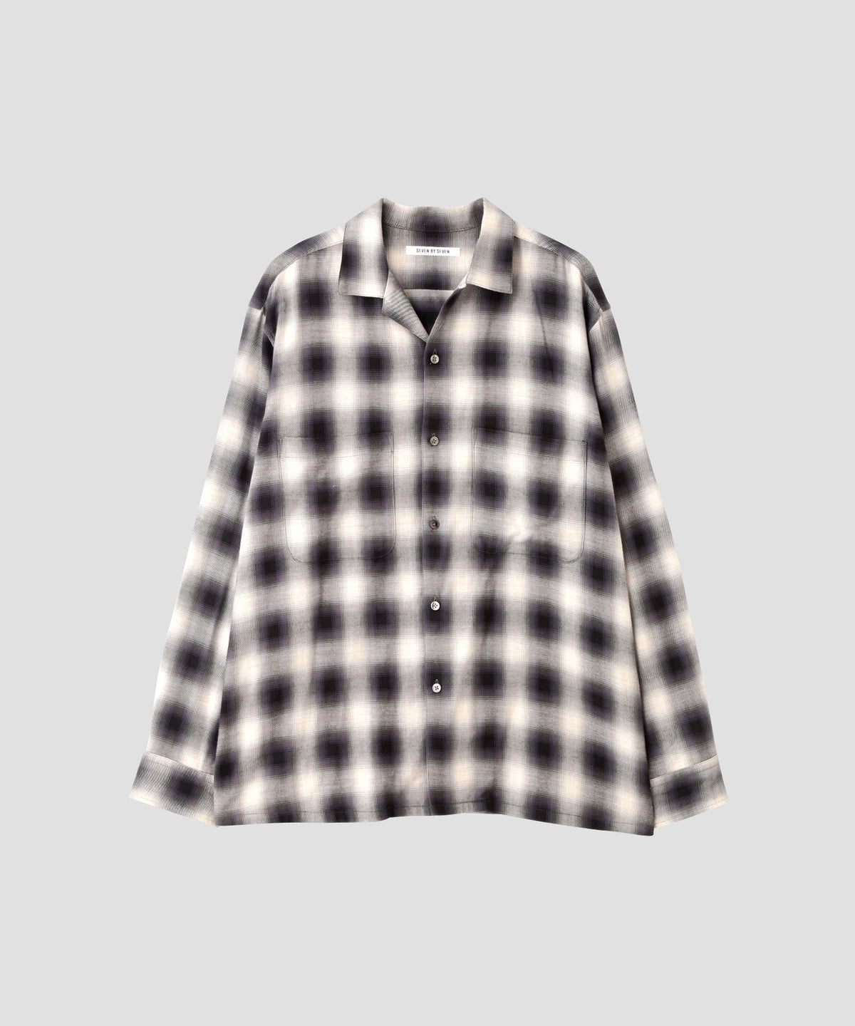 OMBRE CHECK OPEN COLLAR SHIRTS ‐Cotton Yak‐ | SEVEN BY SEVEN