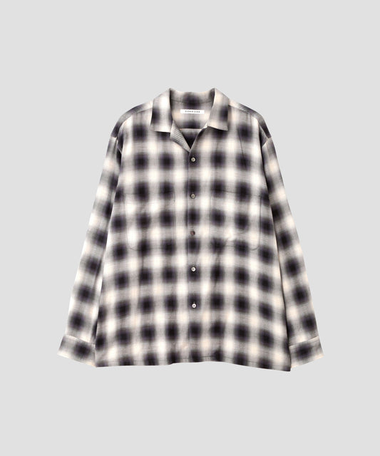 OMBRE CHECK OPEN COLLAR SHIRTS ‐Cotton Yak‐