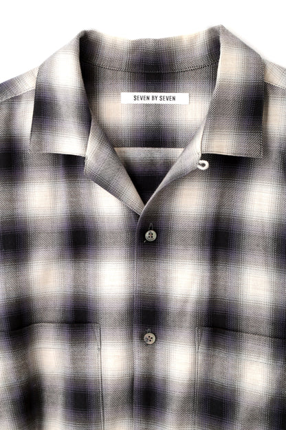 OMBRE CHECK OPEN COLLAR SHIRTS ‐Cotton Yak‐