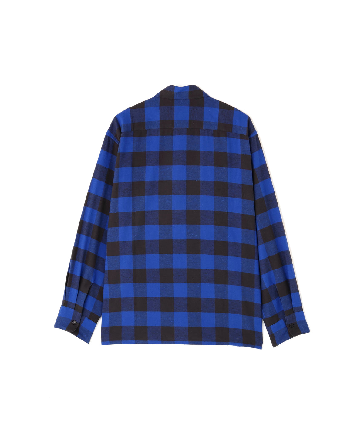 BUFFALO CHECK OPEN COLLAR SHIRTS ‐Cotton slub mix‐