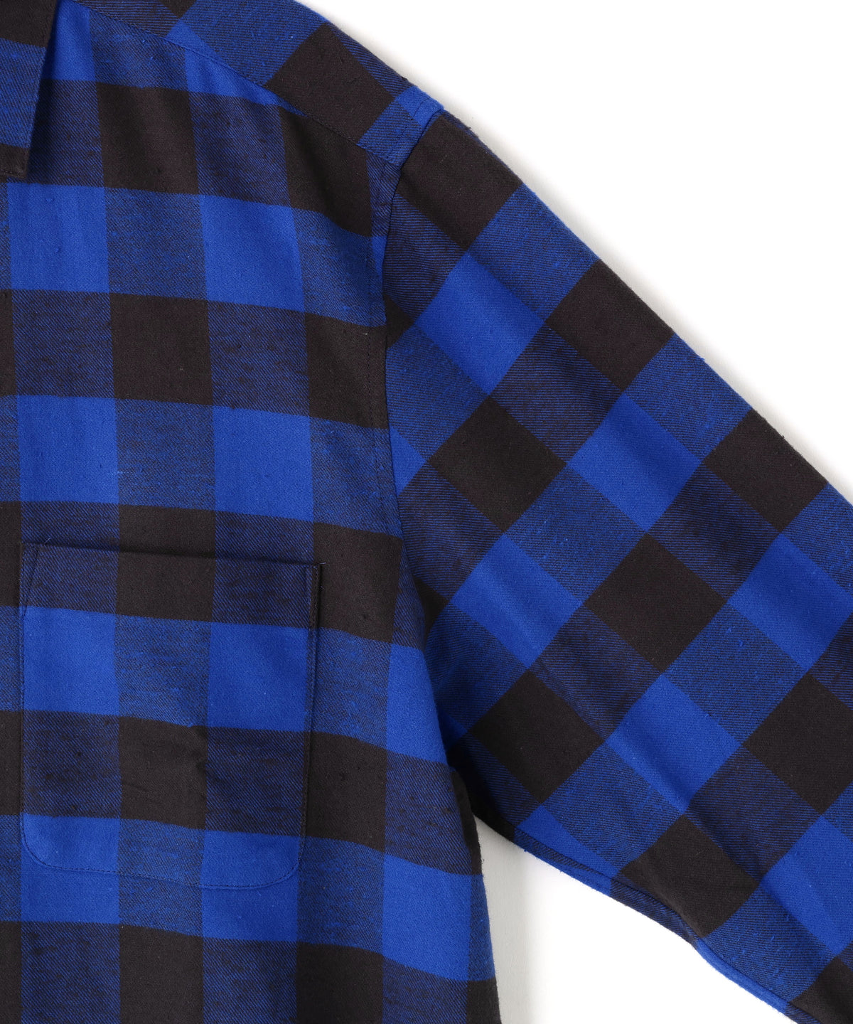 BUFFALO CHECK OPEN COLLAR SHIRTS ‐Cotton slub mix‐