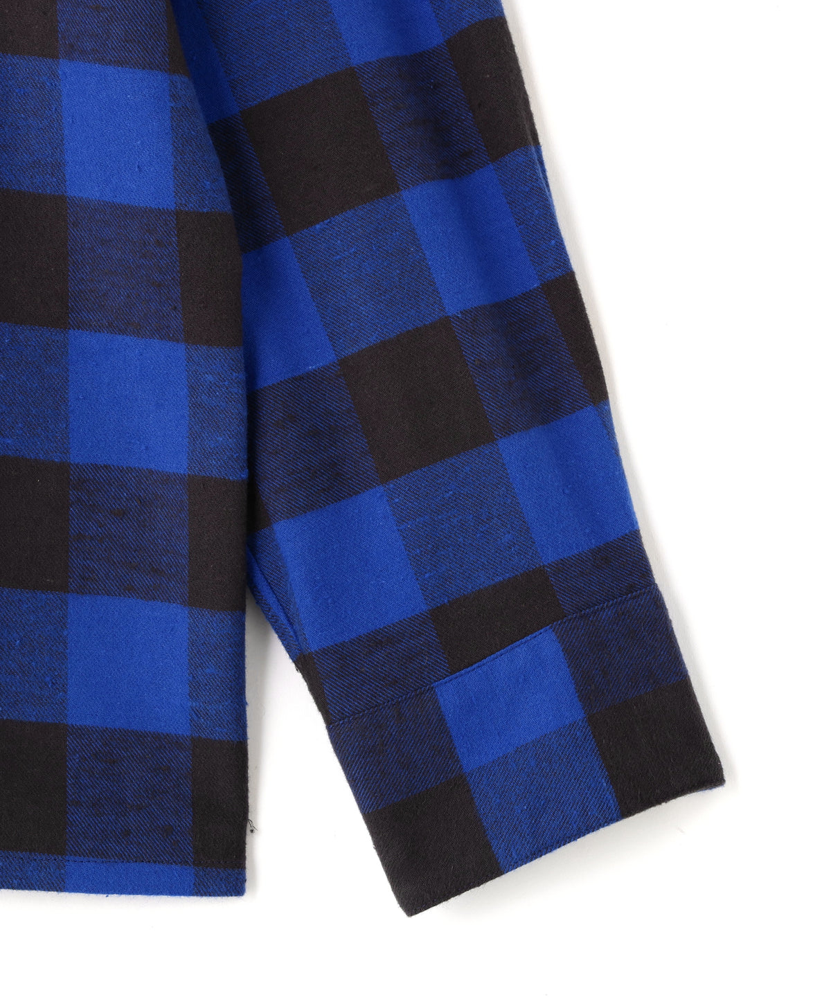 BUFFALO CHECK OPEN COLLAR SHIRTS ‐Cotton slub mix‐