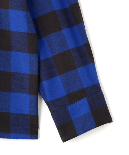 BUFFALO CHECK OPEN COLLAR SHIRTS ‐Cotton slub mix‐