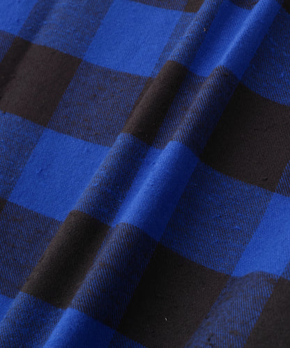BUFFALO CHECK OPEN COLLAR SHIRTS ‐Cotton slub mix‐