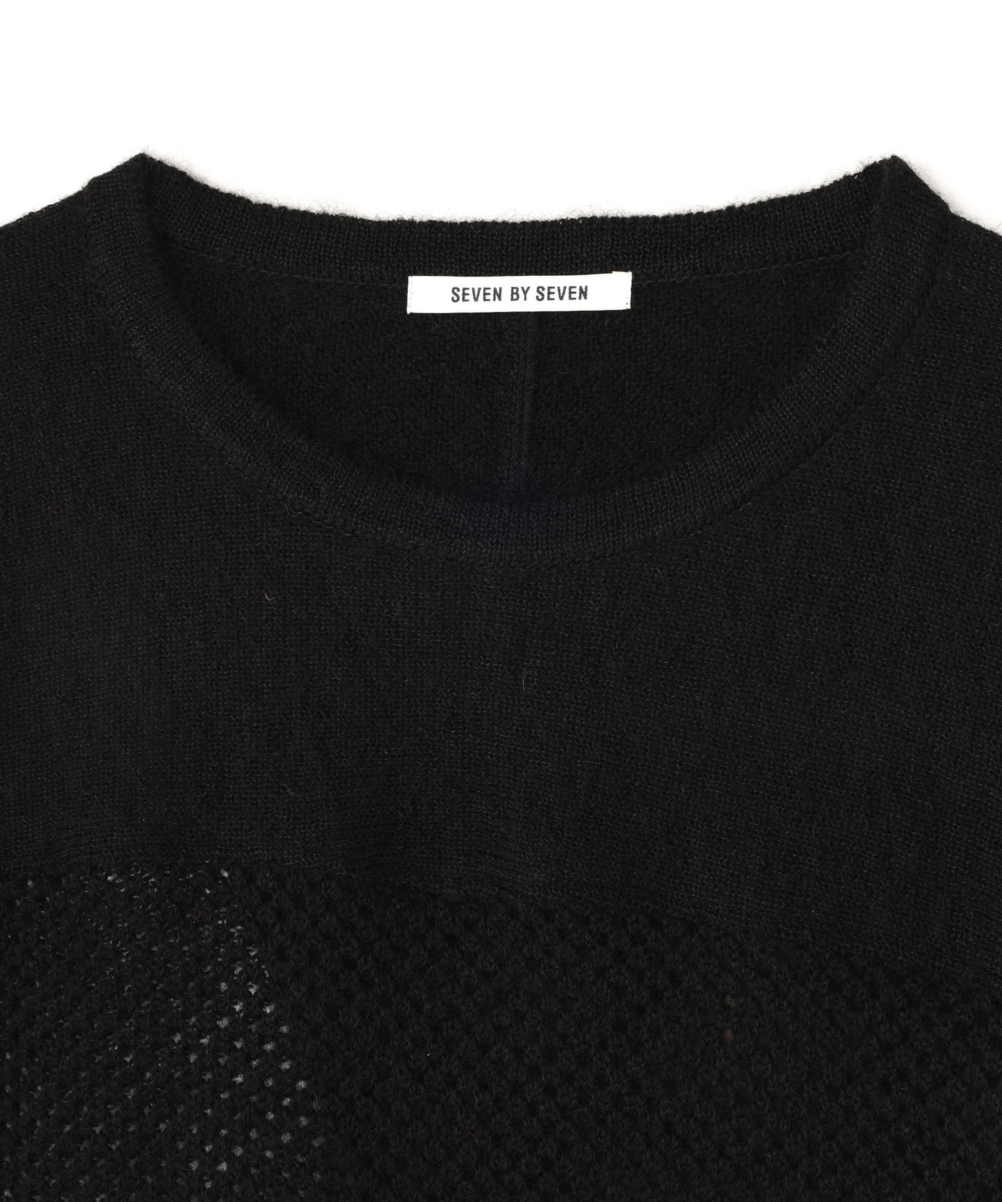 SWITCHING FOOTBALL MOHAIR KNIT TEE ‐Mesh crochet‐