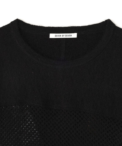 SWITCHING FOOTBALL MOHAIR KNIT TEE ‐Mesh crochet‐