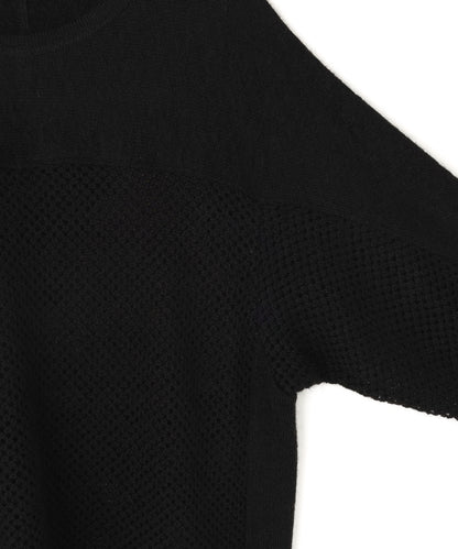 SWITCHING FOOTBALL MOHAIR KNIT TEE ‐Mesh crochet‐