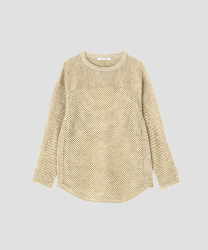 SWITCHING FOOTBALL MOHAIR KNIT TEE ‐Mesh crochet‐