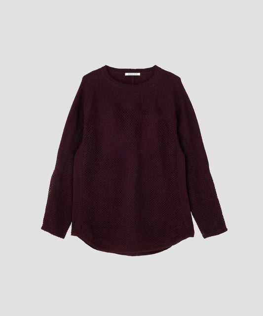 SWITCHING FOOTBALL MOHAIR KNIT TEE ‐Mesh crochet‐
