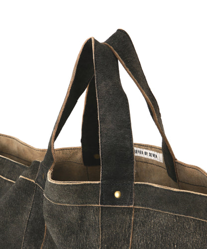 LEATHER TOTE BAG ‐Goat suede Antique finish‐