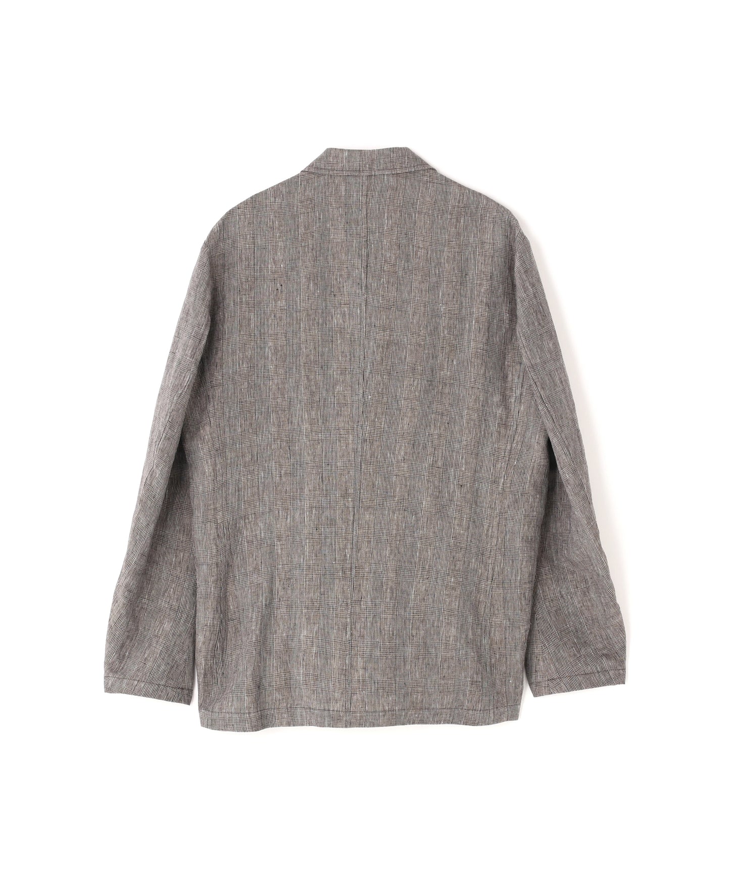 IRREGULAR DOUBLE BREASTED TAILORED JACKET ‐Glen check Linen‐