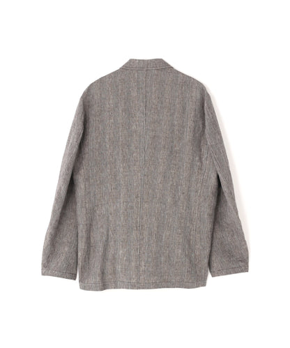 IRREGULAR DOUBLE BREASTED TAILORED JACKET ‐Glen check Linen‐