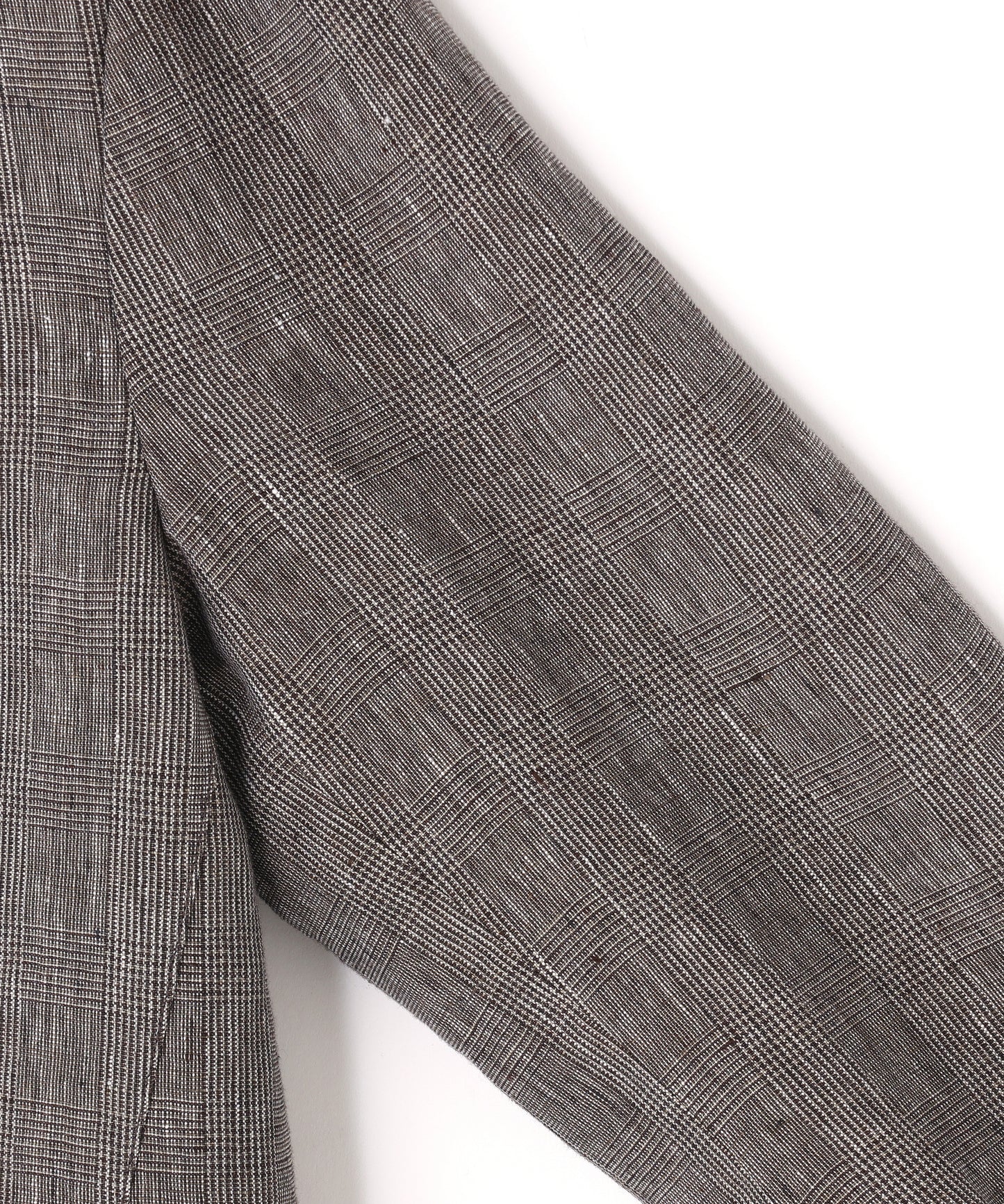 IRREGULAR DOUBLE BREASTED TAILORED JACKET ‐Glen check Linen‐