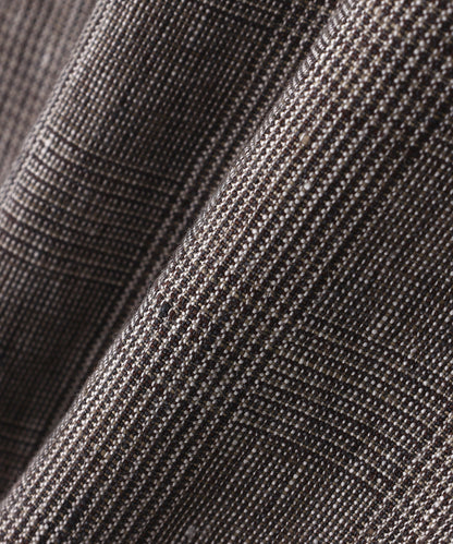 IRREGULAR DOUBLE BREASTED TAILORED JACKET ‐Glen check Linen‐