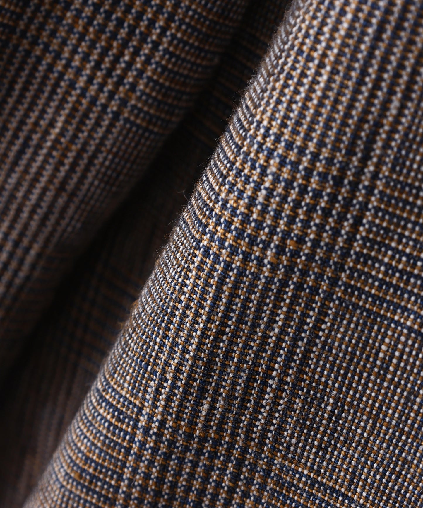 IRREGULAR DOUBLE BREASTED TAILORED JACKET ‐Glen check Linen‐