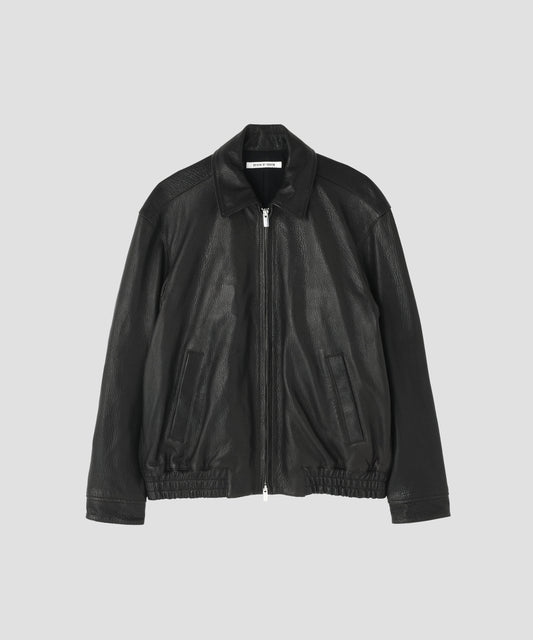 LEATHER ZIP UP BLOUSON ‐Sheep Shrink leathe‐