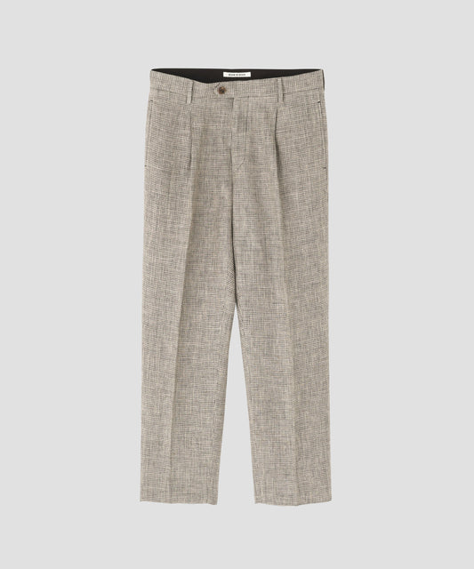 ONE TUCK TROUSERS ‐Heather Linen/Nylon*Wool crepe‐
