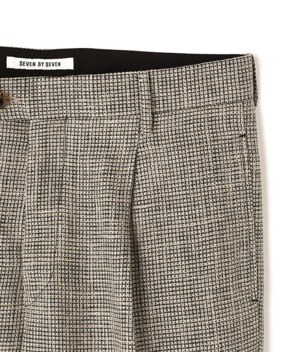 ONE TUCK TROUSERS ‐Heather Linen/Nylon*Wool crepe‐