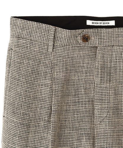 ONE TUCK TROUSERS ‐Heather Linen/Nylon*Wool crepe‐