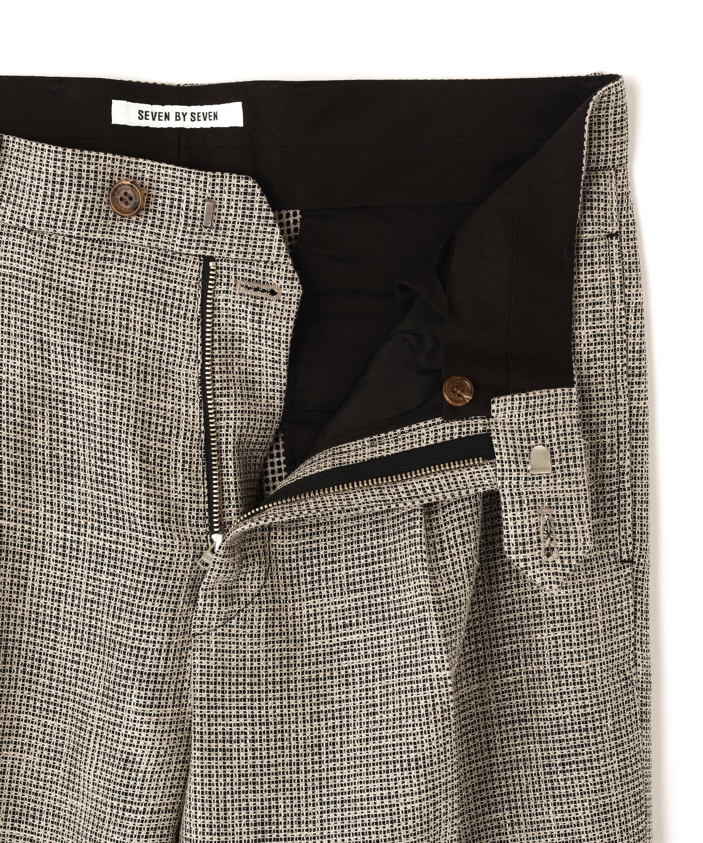 ONE TUCK TROUSERS ‐Heather Linen/Nylon*Wool crepe‐