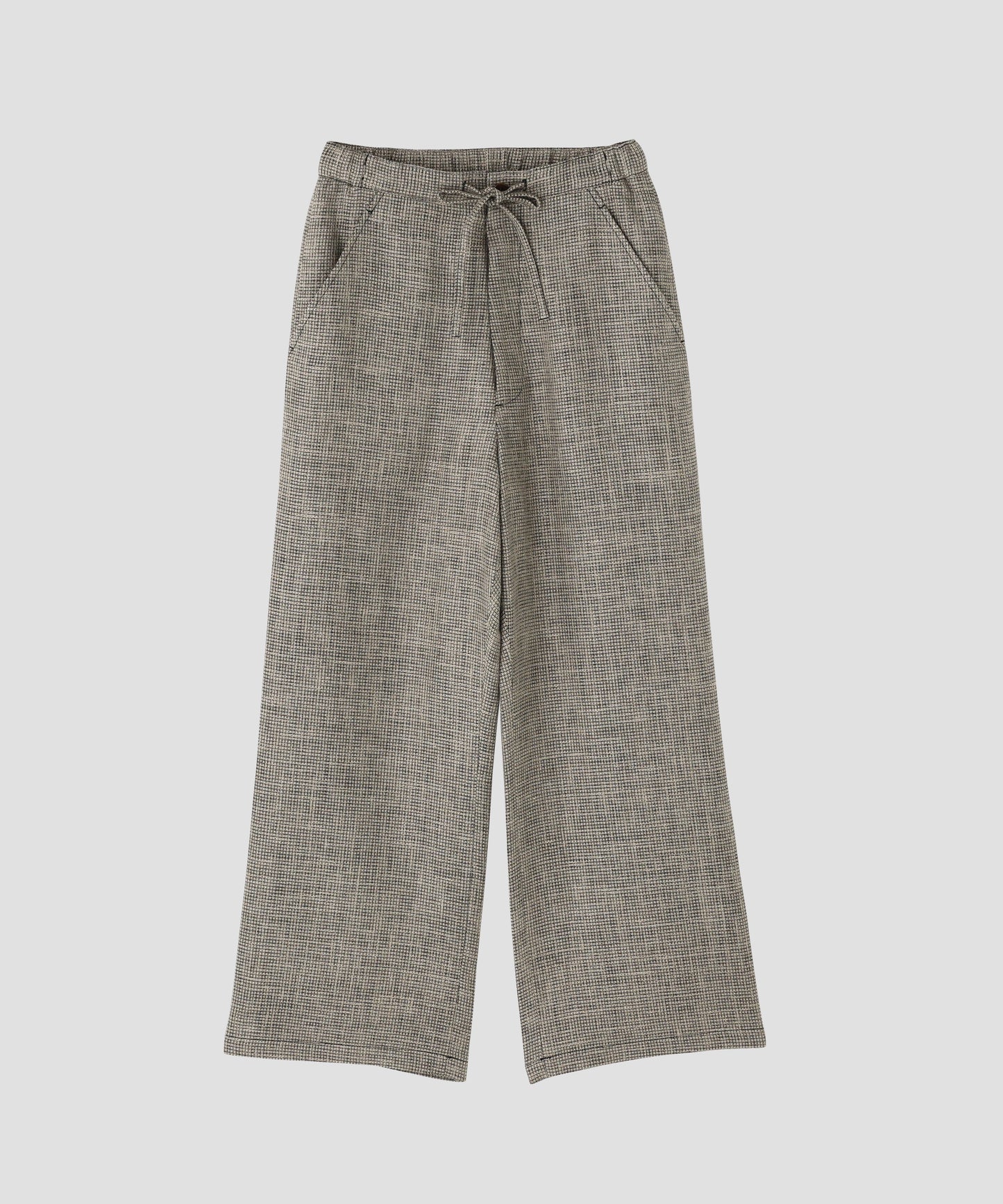 WIDE EASY TROUSERS ‐Heather Linen/Nylon*Wool crepe‐