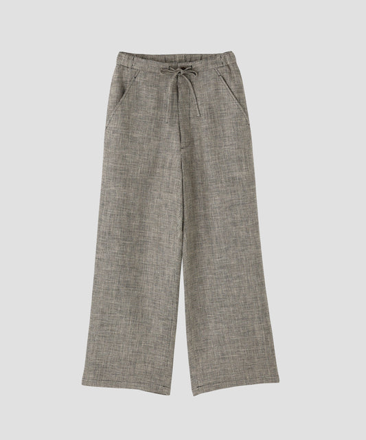 WIDE EASY TROUSERS ‐Heather Linen/Nylon*Wool crepe‐