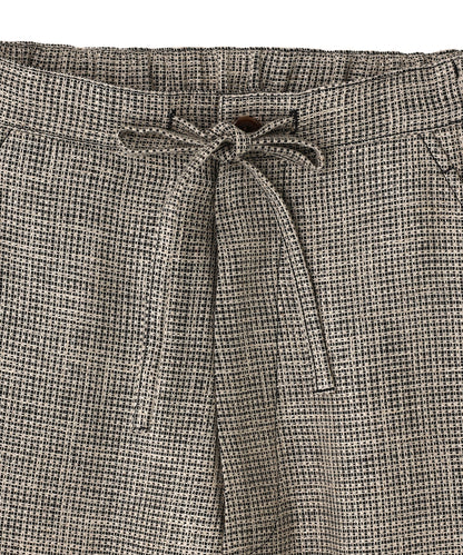 WIDE EASY TROUSERS ‐Heather Linen/Nylon*Wool crepe‐