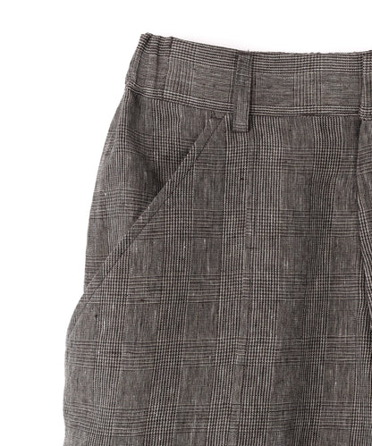 SWITCHING EASY TROUSERS ‐Glen check Linen‐