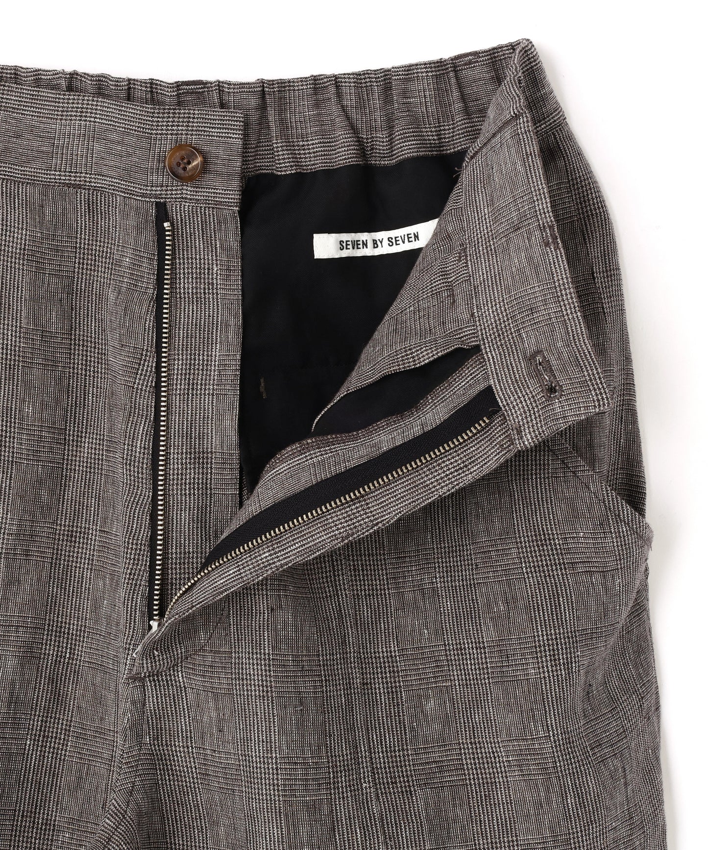 SWITCHING EASY TROUSERS ‐Glen check Linen‐