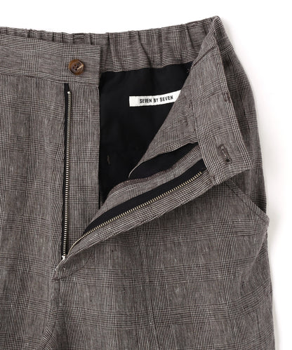 SWITCHING EASY TROUSERS ‐Glen check Linen‐