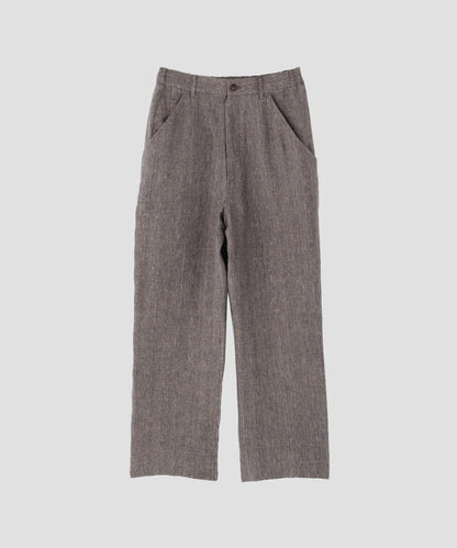 SWITCHING EASY TROUSERS ‐Glen check Linen‐