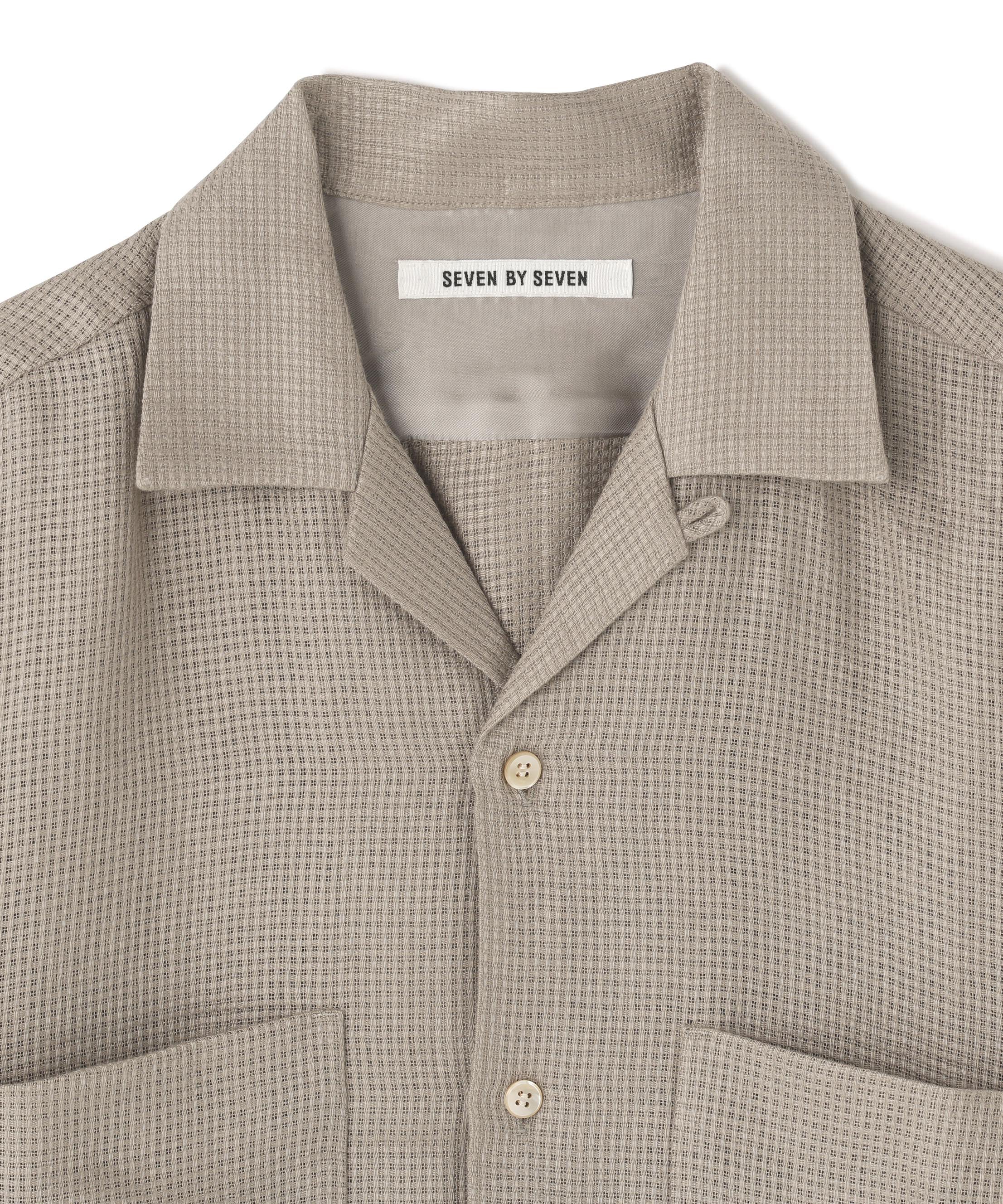 OPEN COLLAR SHIRTS S/S ‐Linen Dobby mesh‐ | SEVEN BY SEVEN