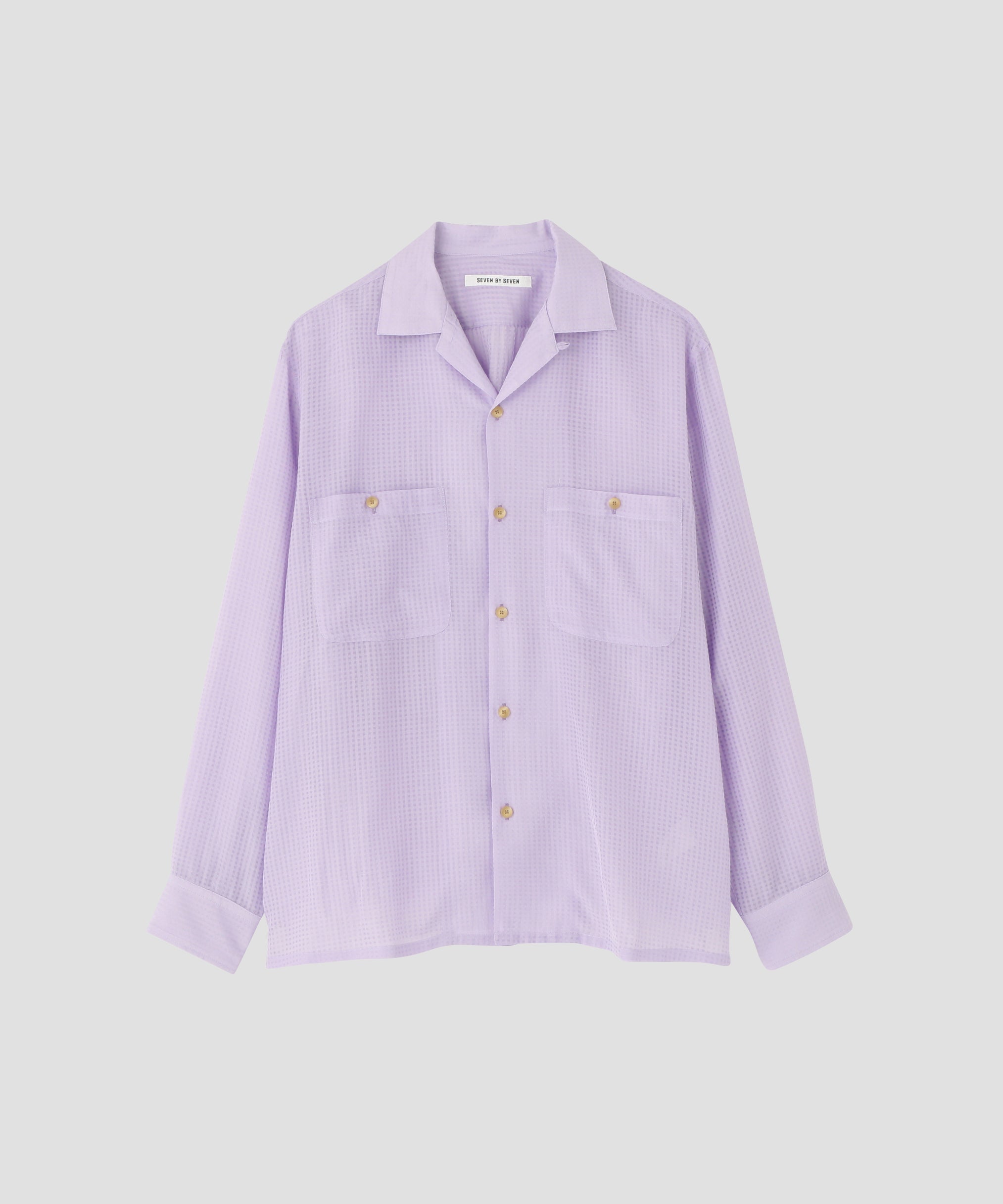 SHEER OPEN COLLAR SHIRTS L/S ‐Gingham Check Indian fabric‐ | SEVEN