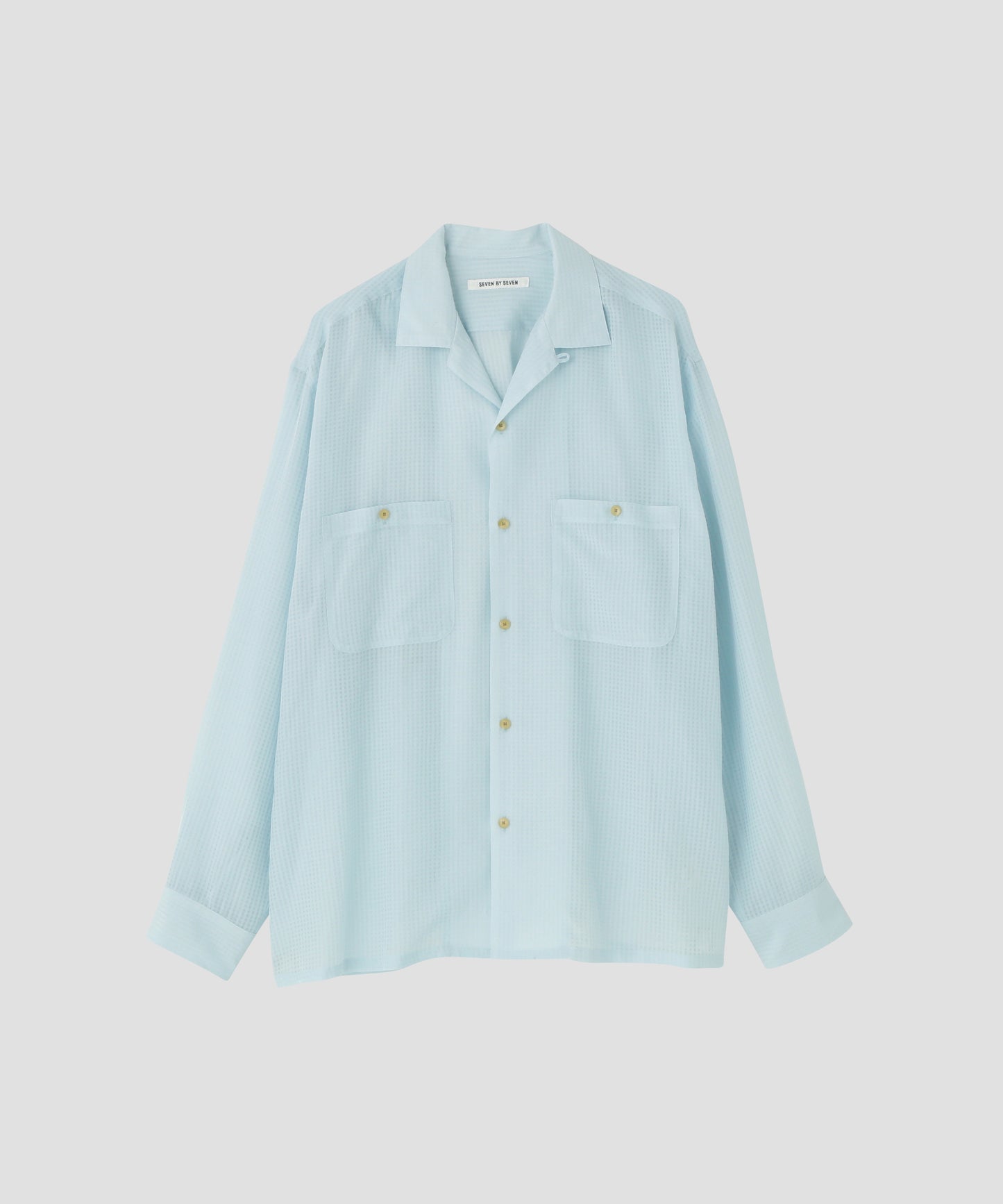 SHEER OPEN COLLAR SHIRTS　L/S ‐Gingham Check Indian fabric‐